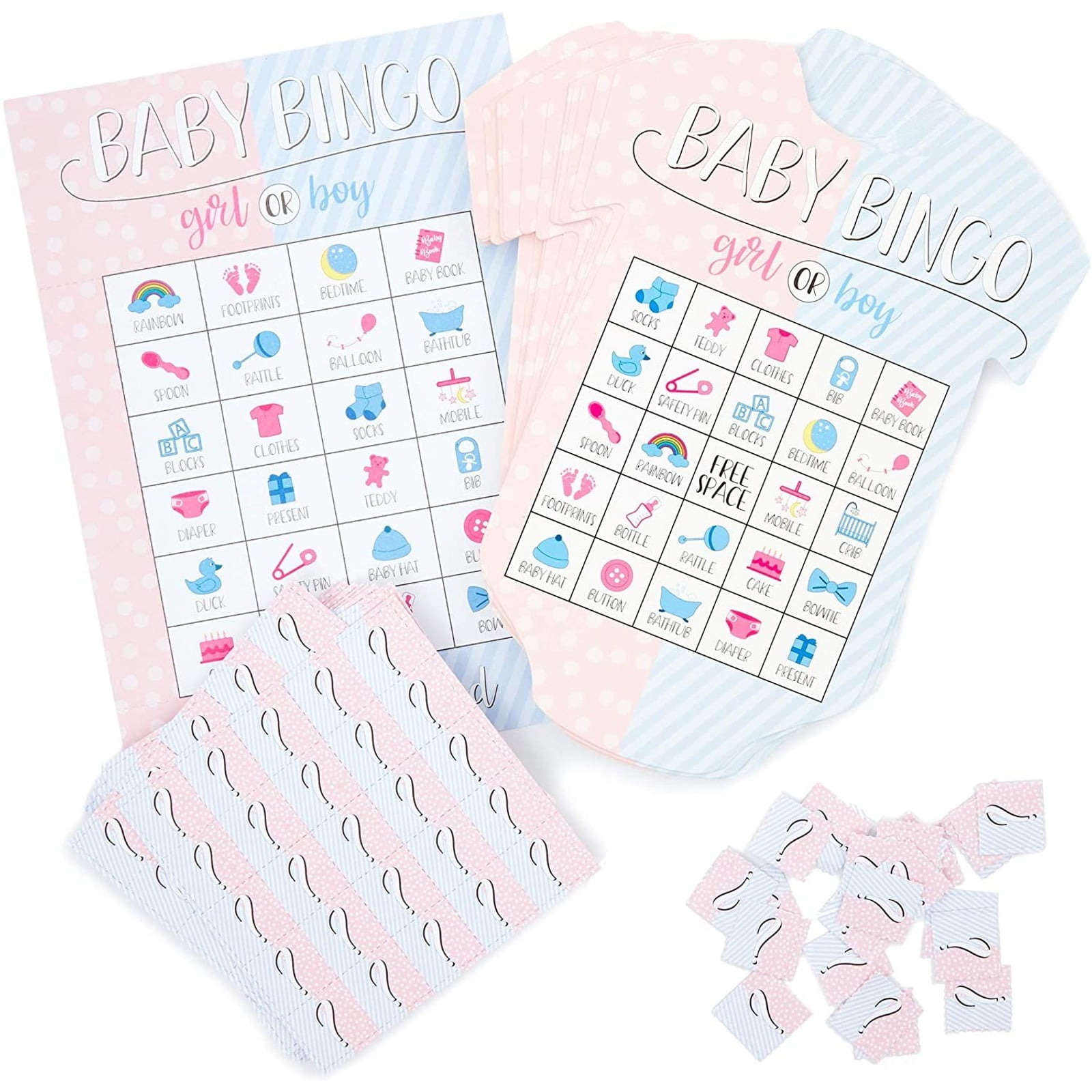 BLUE PANDA Gender Reveal Bingo Game Set, Party Supplies (38 Pieces)