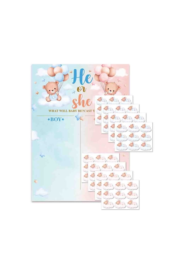 Gender Reveal Boy or Girl Voting party Game Stickers Guess poster Supplies baby shower Atmosphere decoration props gift bear Mother Set