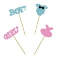 thumbnail image 1 of Gender Reveal Cake Toppers - 12Pcs Boy Girl Blue Pink Question Mark & Outfit Glitter Paper Cupcake Picks for Baby Shower, Gender Reveal Party, Birthday Celebration, 1 of 4