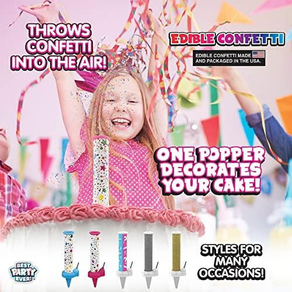 Gender Reveal Candle Cake Topper, Shower Your Cake In Edible Sprinkles