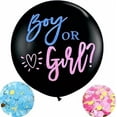 thumbnail image 1 of Gender Reveal Confetti Balloon 36 Inch Big Black Balloons with Pink and Blue Confetti, 1 of 4