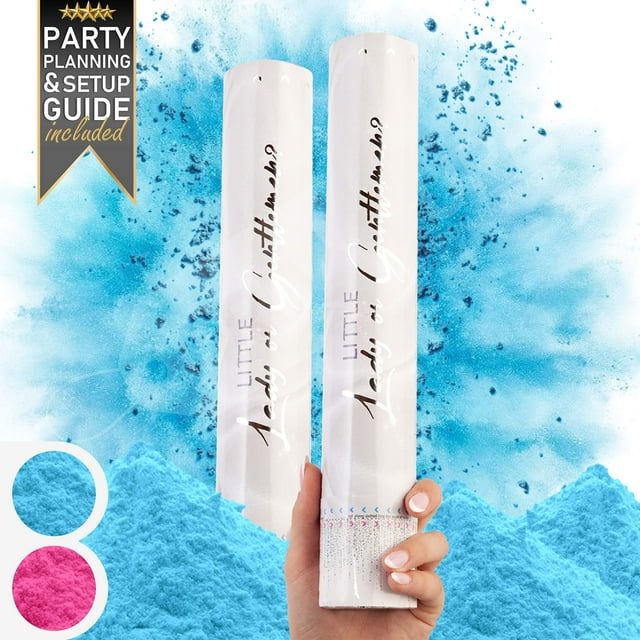 Gender Reveal Confetti Cannon 2 Pack Blue Biodegradable Gender