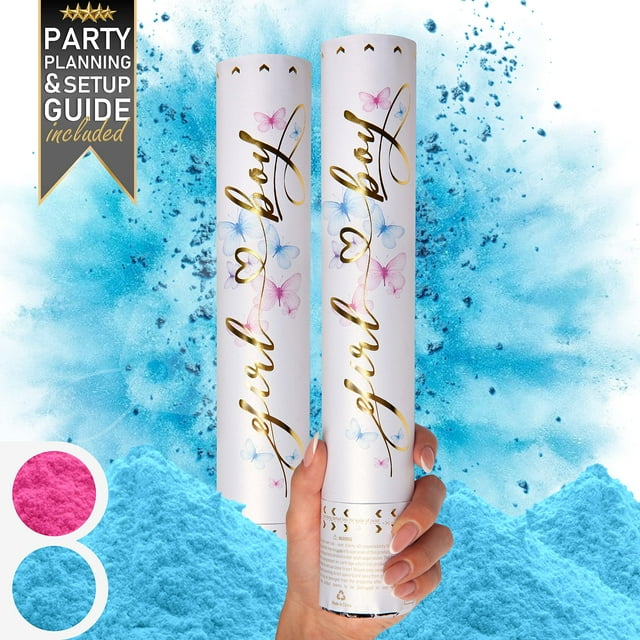 2Pack Blue Gender Reveal Confetti Cannon Biodegradable Power Cannon