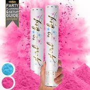 Gender Reveal Confetti Cannon - 2 Pack - Pink Biodegradable Gender Reveal Smoke Bombs | Baby Gender Reveal Powder Cannon | Girl Gender Reveal Confetti Poppers | Powder Blaster Gender Reveal Machine