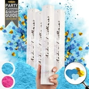 Gender Reveal Confetti Cannon - 4 Pack - Blue Boy Biodegradable Gender Reveal Smoke Bombs and Heart Shaped Confetti Poppers | Baby Gender Reveal Powder Cannon | Powder Blaster Gender Reveal Machine