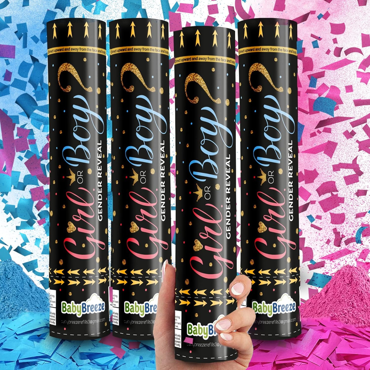 Gender Reveal Confetti Cannon Biodegradable Baby Boy Blue Baby Girl