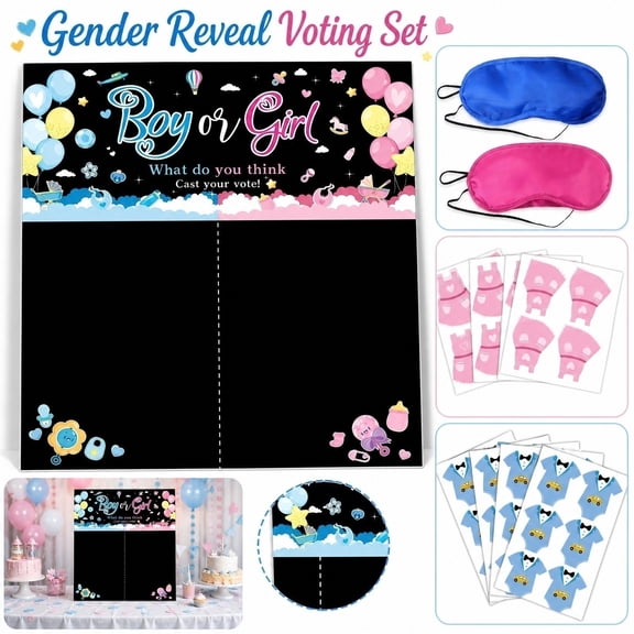 He Or She Gender Reveal Decorations, Student Shower Decorations Neutral, Student Shower Activities, Party Decor, Boy Or Girl What Do You Cast Your Poster Kit with 6Pcs Reusable