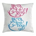 thumbnail image 1 of Gender Reveal Decorations Throw Pillow Cushion Cover, Classic Hand Drawn It's A Girl Boy Lettering Cute Baby Message, Decorative Square Accent Pillow Case, 18 X 18 Inches, Hot Pink Bue, by Ambesonne, 1 of 2