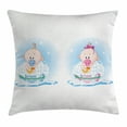 thumbnail image 1 of Gender Reveal Decorations Throw Pillow Cushion Cover, Cute Girl and Boy Baby in Bath with Bubbles Duck Toddler Picture, Decorative Square Accent Pillow Case, 20 X 20 Inches, Multicolor, by Ambesonne, 1 of 2