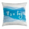 thumbnail image 1 of Gender Reveal Decorations Throw Pillow Cushion Cover, It's A Boy Message Abstract Announcement Illustration, Decorative Square Accent Pillow Case, 16 X 16 Inches, Violet Blue White, by Ambesonne, 1 of 2