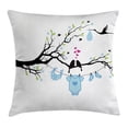 thumbnail image 1 of Gender Reveal Decorations Throw Pillow Cushion Cover, Love Birds on Tree and Child Clothes Hanging Design, Decorative Square Accent Pillow Case, 20 X 20 Inches, Lime Light Blue Black, by Ambesonne, 1 of 2