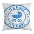 thumbnail image 1 of Gender Reveal Decorations Throw Pillow Cushion Cover, Old Fashion It's A Boy Quote with Grunge Effects and Carriage, Decorative Square Accent Pillow Case, 20 X 20 Inches, Violet Blue, by Ambesonne, 1 of 2