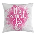 thumbnail image 1 of Gender Reveal Decorations Throw Pillow Cushion Cover, Stylized It's A Girl Brushstroke Birth New Family Member Print, Decorative Square Accent Pillow Case, 20 X 20 Inches, Pink White, by Ambesonne, 1 of 2