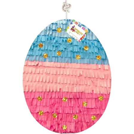Gender Reveal Easter Egg Pinata with Multicolored Dots Easter Birthday Celebration