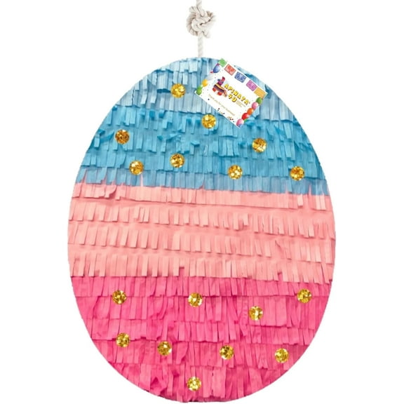 Gender Reveal Easter Egg Pinata with Multicolored Dots Easter Birthday Celebration