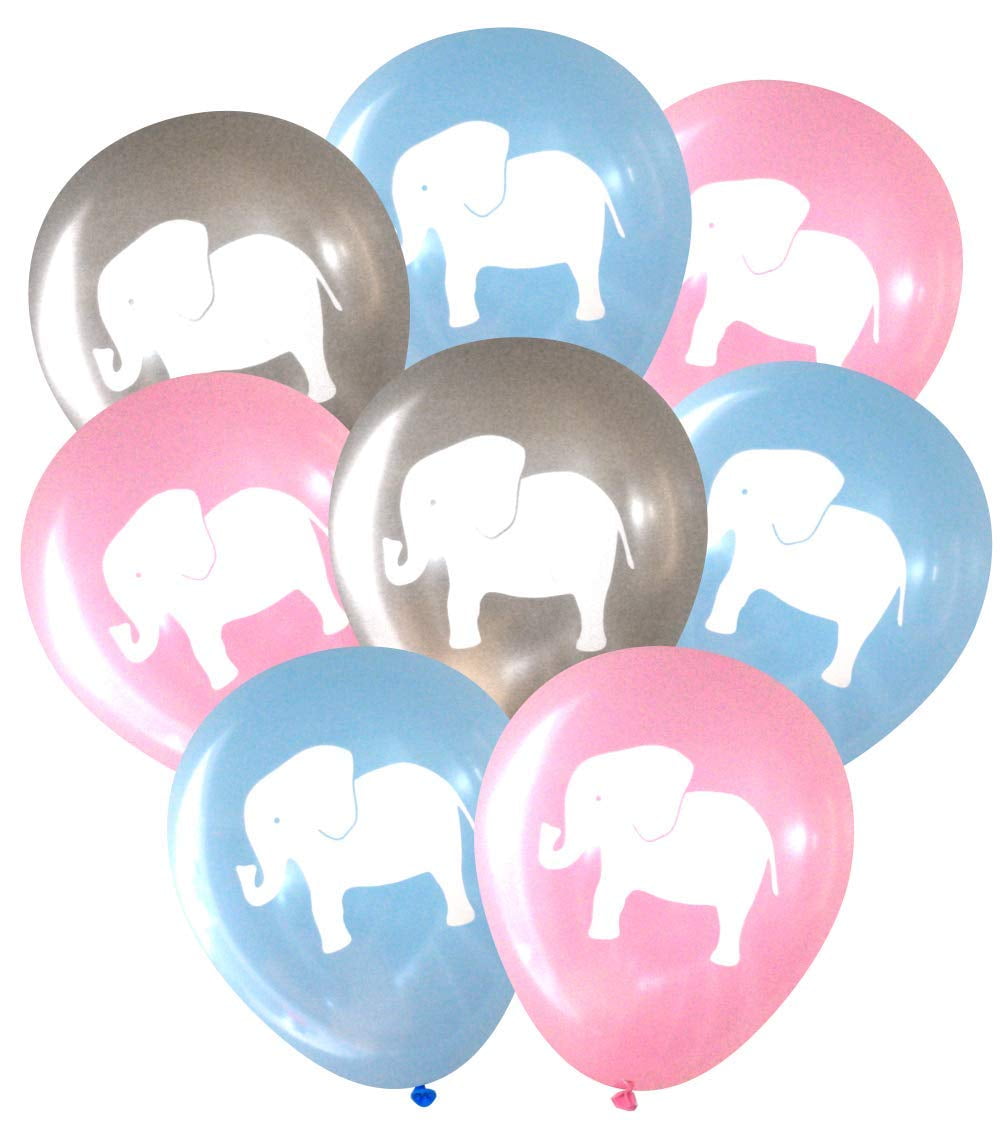 Gender Reveal Elephant Balloons (16 pcs) by Nerdy