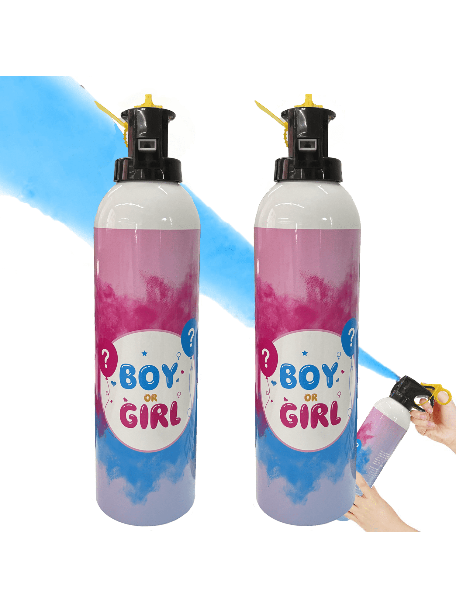 Microplushshop Gender Reveal Fire Extinguisher 2 Packs, 100% Biodegradable, Blue