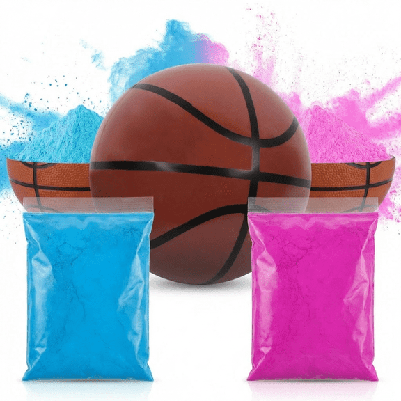 Gender Reveal Game Basketball Shell with Pink Blue Powder, Baby Gender Announcement Party Supplies