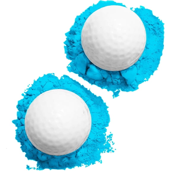Gender Reveal Golf Ball for Baby Showers and Reveal Parties. All Natural Holi Powder. 2 Pack.