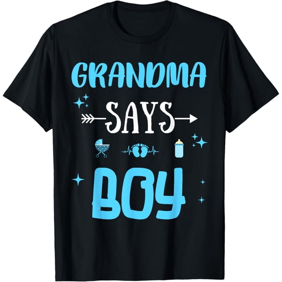 Gender Reveal Grandma Says Boy Baby Party Matching Family T-Shirt