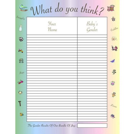 Gender Reveal Guessing Game & Keepsake-Medium-35 Players-Green and Yellow