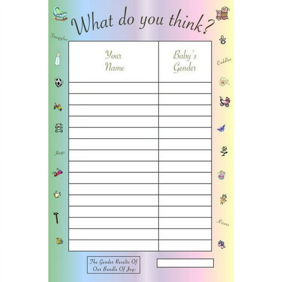 Gender Reveal Guessing Game & Keepsake-Small-15 Players-Green and Yellow