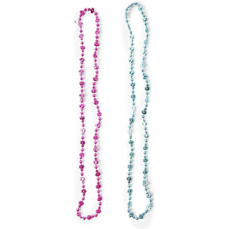 Gender Reveal Party Favors, Pink and Blue Bead Necklaces (12 Each