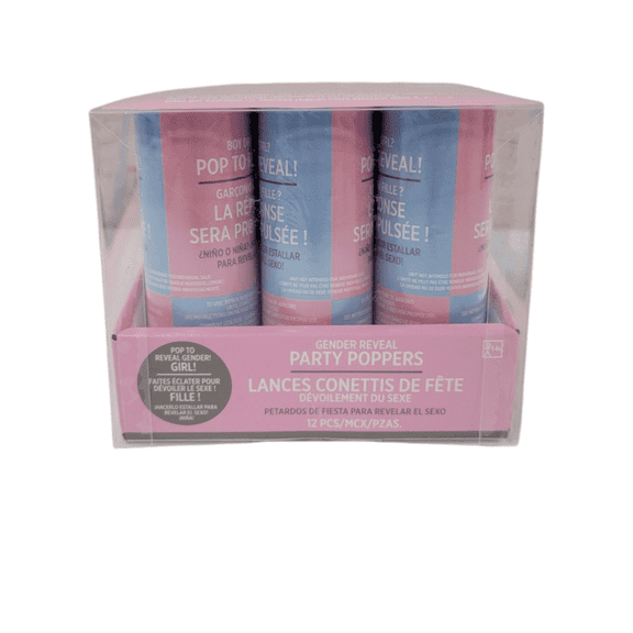 Gender Reveal Party Poppers It's A Girl! Pack of 12