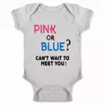 thumbnail image 1 of Gender Reveal Pink Or Blue Cant Wait To Meet You Baby Bodysuit Cute Baby Onesie, BABY BODYSUIT LAT 4424, 1 of 3