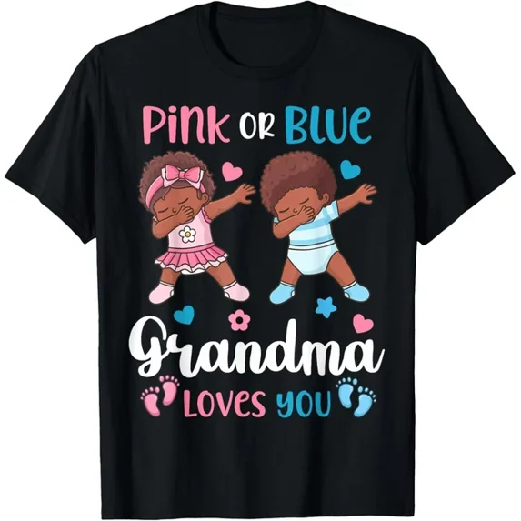 Gender Reveal Pink Or Blue Grandma Loves You T-Shirt Unisex S-5XL Hot Trending Shirt, Vintage Birthday Gift
