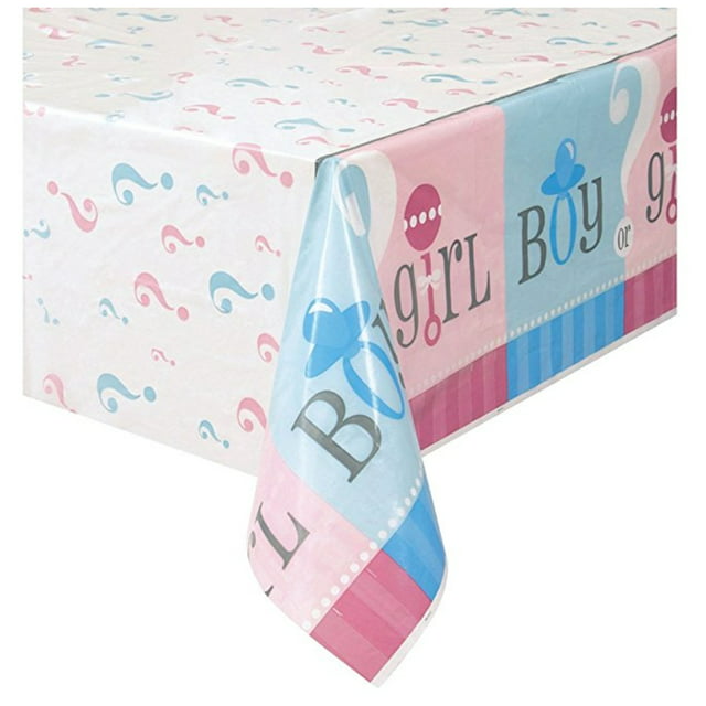 Gender Reveal Plastic Party Tablecloth, 84 x 54in