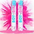 thumbnail image 1 of TUR Pink Gender Reveal Powder Cannons Biodegradable 2-Pack, Baby Shower Party Decorations – 12 Inch, 1 of 6