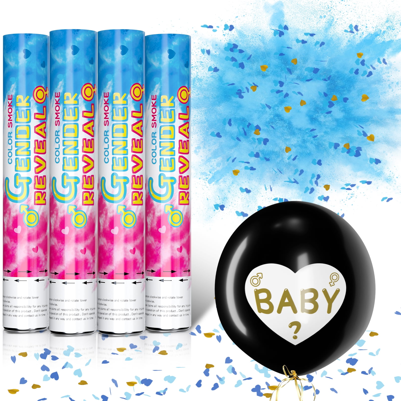 Gender Reveal Powder Confetti Cannon and Confetti Balloon100 Safe