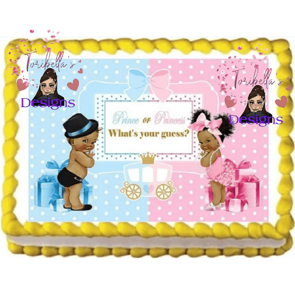 Gender Reveal Prince Or Princess Image Edible Cake Topper Frosting Sheet