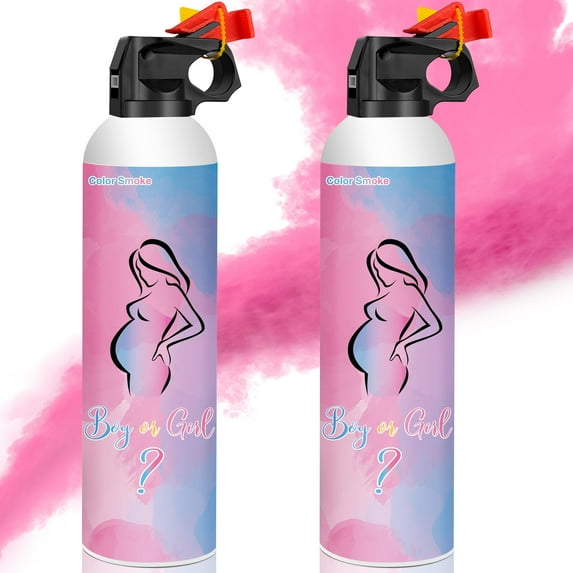 Gender Reveal Smoke Bombs,100% Biodegradable Butterfly Confetti Powder Cannon,Memorable Baby Gender Reveal Party Supplies Decorations & Ideas(Set of 2 Pink)