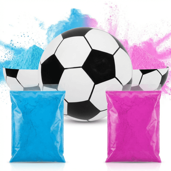Gender Reveal Soccer Ball Kit with Pink & Blue Cornstarch Powder, Baby Gender Announcement Party Supplies
