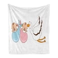 thumbnail image 1 of Gender Reveal Soft Flannel Fleece Throw Blanket, Babies with Stork Mythical Congratulation Playroom Baby Shower Kids Theme, Cozy Plush for Indoor and Outdoor Use, 60" x 80", Multicolor, by Ambesonne, 1 of 5