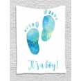 thumbnail image 1 of Gender Reveal Tapestry, Watercolor Effect Baby Footprints with Its a Boy Typography Celebration, Wall Hanging for Bedroom Living Room Dorm Decor, 60W X 80L Inches, Multicolor, by Ambesonne, 1 of 2