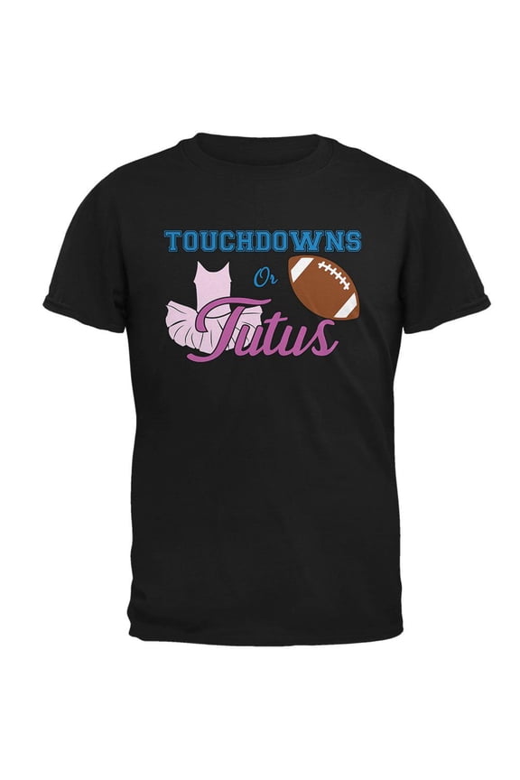 Gender Reveal Touchdowns or Tutus Ballerina Football Mens T Shirt Black 2XL