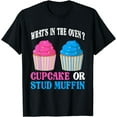 thumbnail image 1 of Gender Reveal What's In The Oven? Cupcake or Stud Muffin T-Shirt, 1 of 2