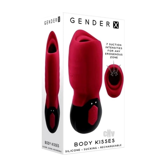 Gender X Body Kisses Rechargeable Vibrating Silicone Suction Massager Red