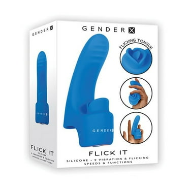 Gender X Flick It Rechargeable Flicking Dual Stimulation Silicone Finger Vibrator Blue