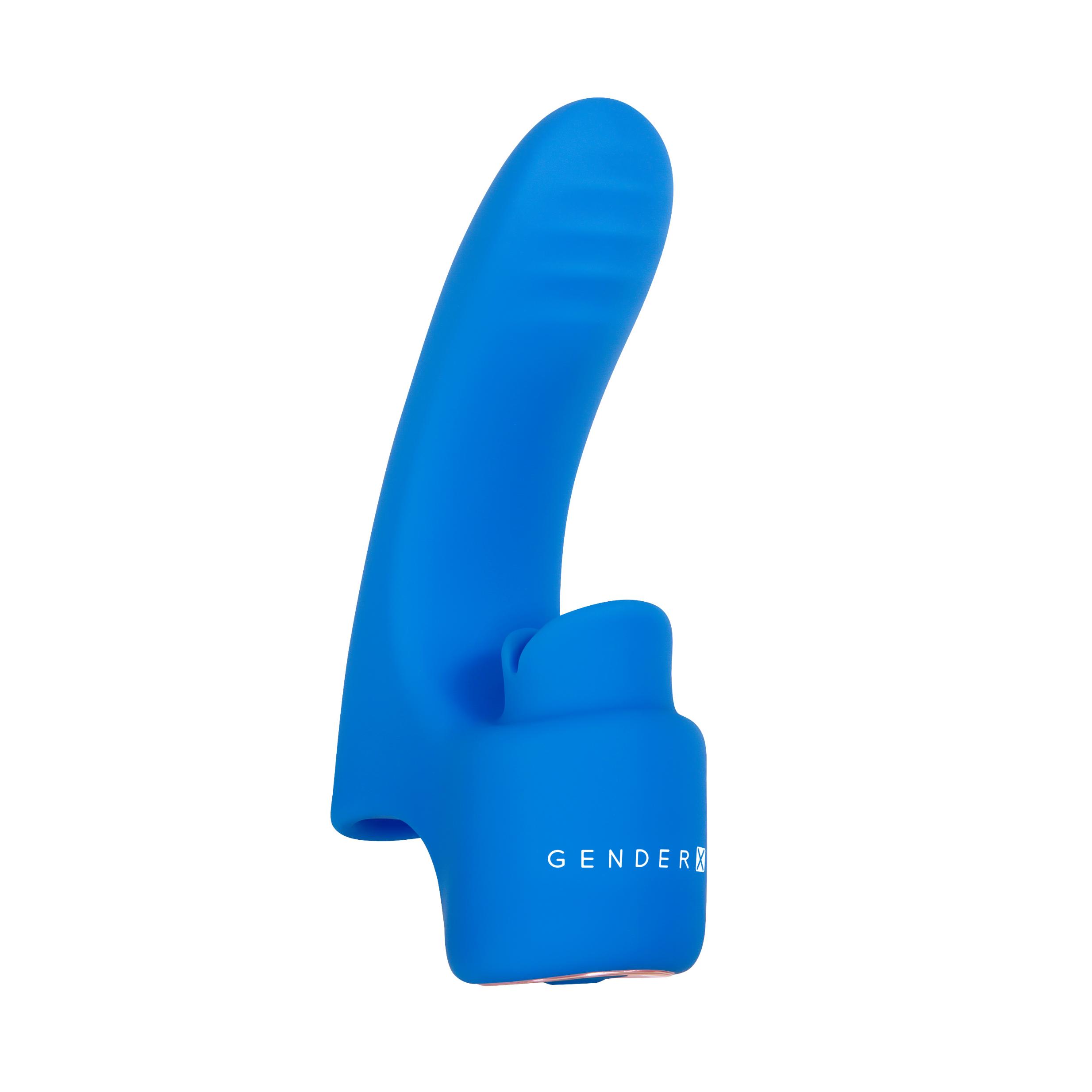 Gender X Flick It Rechargeable Flicking Dual Stimulation Silicone Finger Vibrator Blue - image 1 of 4