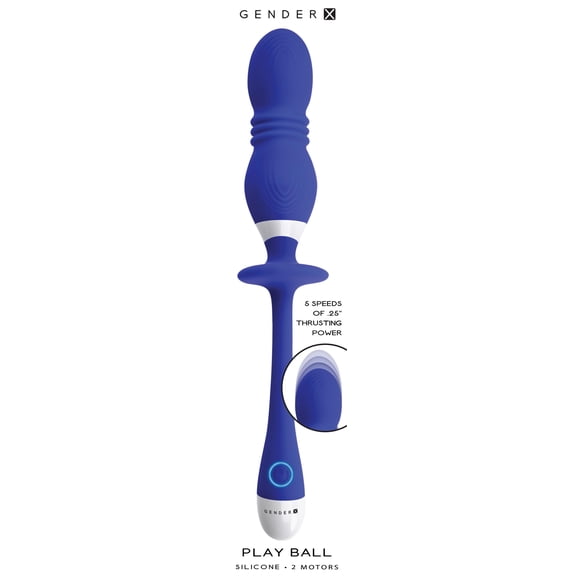 Gender X Play Ball Rechargeable Thrusting Silicone Dual Orb Vibrator Blue