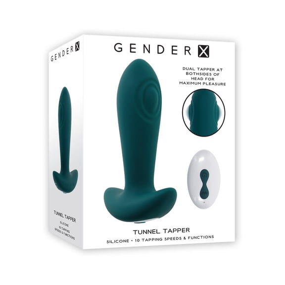 Gender X Tunnel Tapper Vibrating Silicone Anal Plug with Remote Control, Teal
