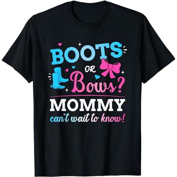 Gender reveal boots or bows mommy matching baby party T-Shirt