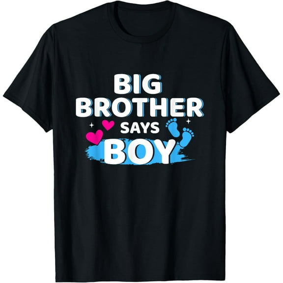Gender reveal brother says boy matching baby party T-Shirt