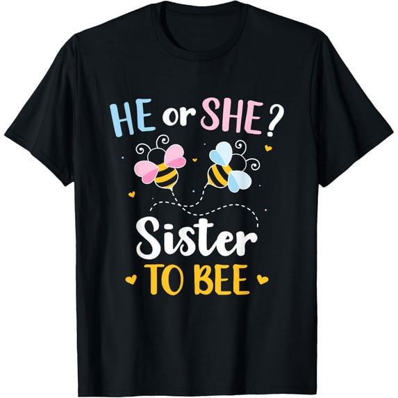 Gender reveal he or she sister matching family baby party T-Shirt