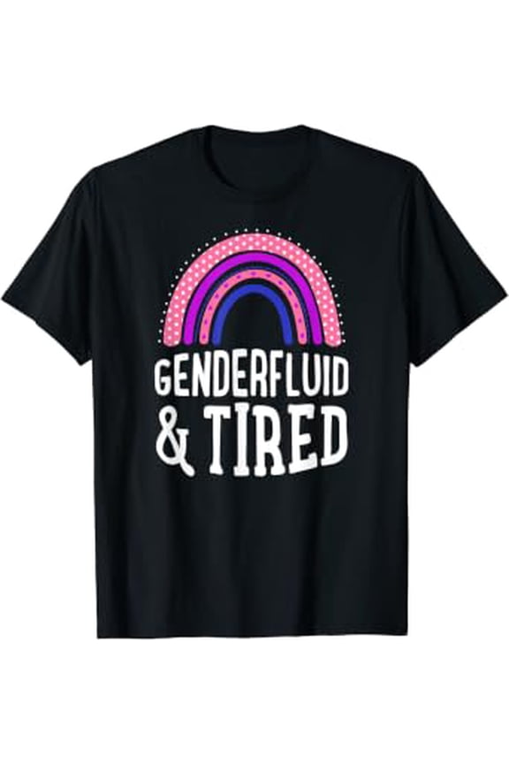 Genderfluid And Tired Cute Boho Style Bohemian Rainbow Pride Tee