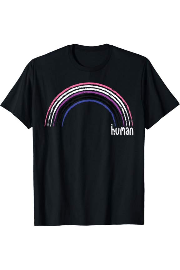 Genderfluid Rainbow Human Pride Flag Non-Binary LGBTQ Gift T-Shirt